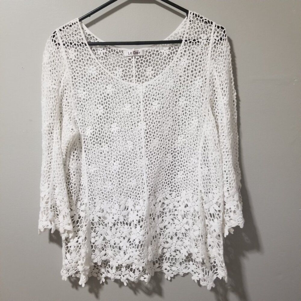 Le Dor Crochet White Blouse